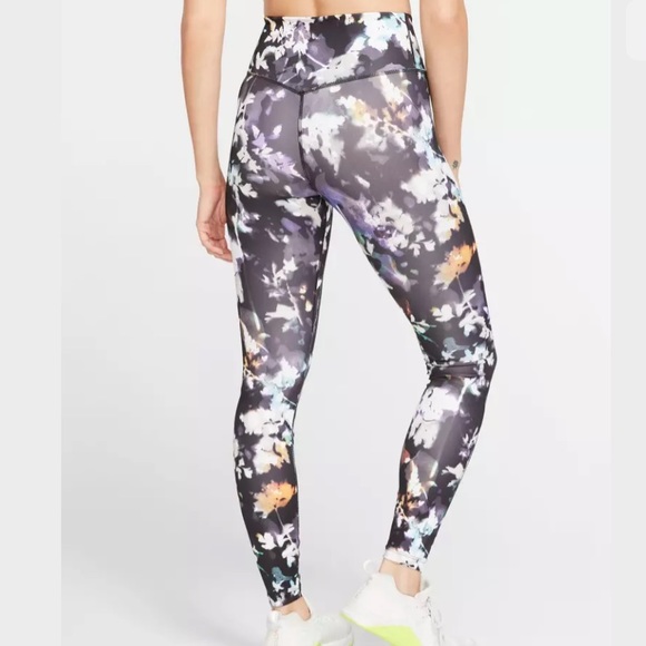 Nike Leggings Athletic Running Washed Floral - Picture 2 of 5